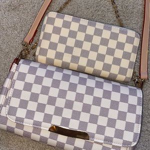 White Checker Pattern Purse & Wallet